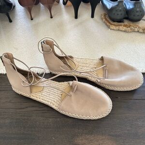 Eileen Fisher Lace-Up Espadrille Flats in Taupe